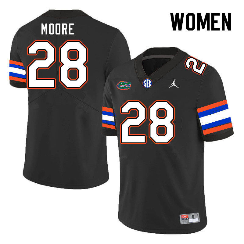 Women #28 Devin Moore Florida Gators College Football Jerseys Stitched-Black